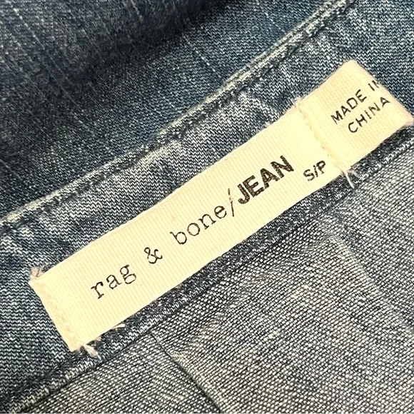 Rag & Bone Chambray Lace Neck Short Sleeve Popover Top Women’s Small - Picture 7 of 7